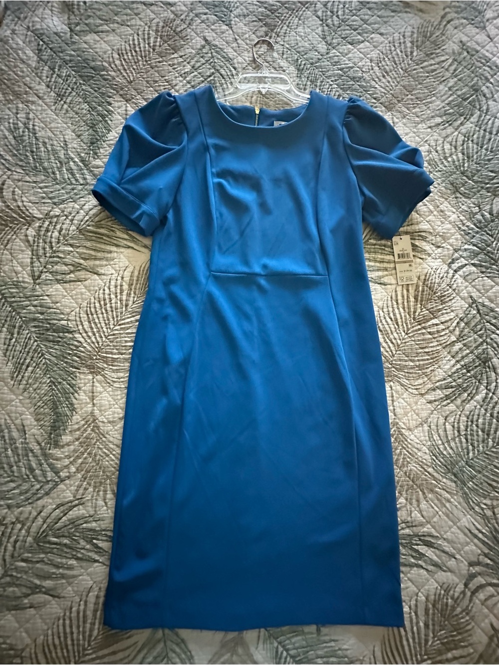 DKNY Royal Blue Dress with Puff Sleeves